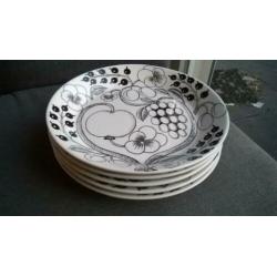 5 borden Ø 21 cm Arabia Paratiisi Black Birger Kaipiainen