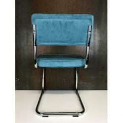 Freischwinger eetkamerstoel ribstof Blauw Nieuw