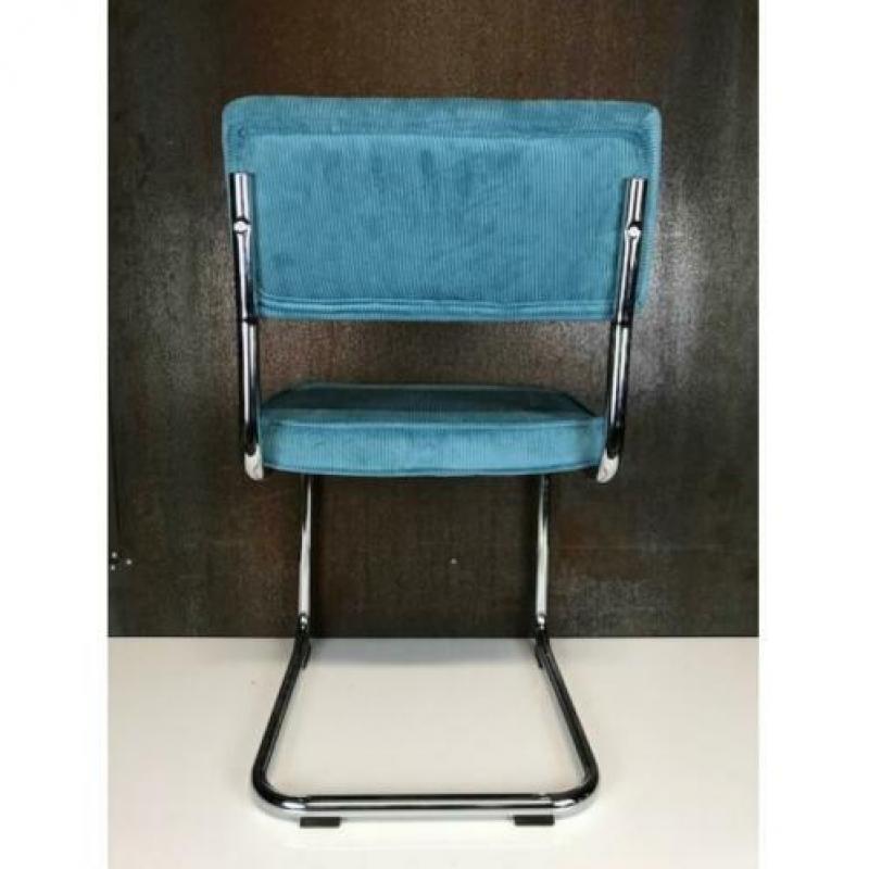 Freischwinger eetkamerstoel ribstof Blauw Nieuw