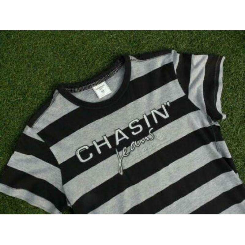 grijs zwart gestreept CHASIN shirt maat M als nieuw