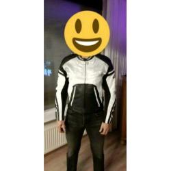 Mooie leren motorjas Difi Ascari maat 54 Wit/ grijs/zwart