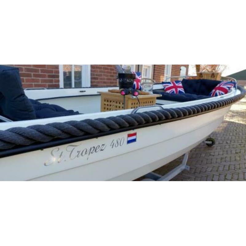 Schitterende StTropez 480 sloep Mercury 9.9 PK in nieuwstaat