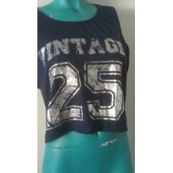 Donkerblauw wijd korte mouwen shirt mt S - Pi20