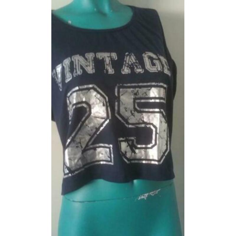 Donkerblauw wijd korte mouwen shirt mt S - Pi20