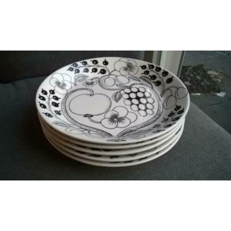 5 borden Ø 21 cm Arabia Paratiisi Black Birger Kaipiainen