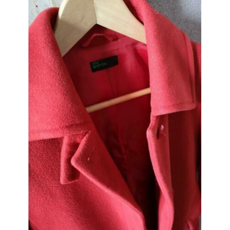 Benetton mantel rood S wolmix