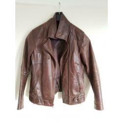 Stoer leren damesjack maat 2XL