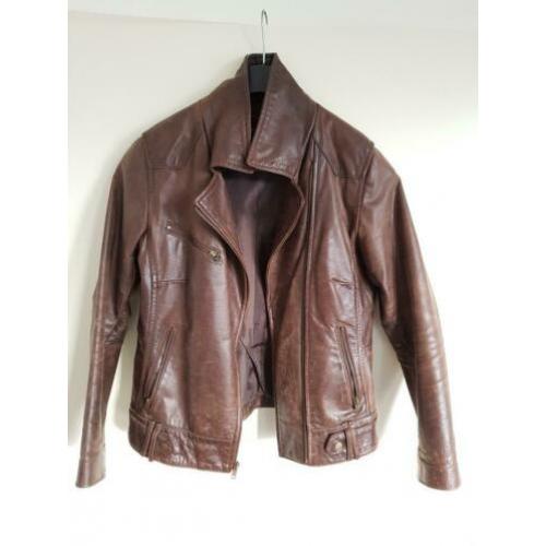 Stoer leren damesjack maat 2XL