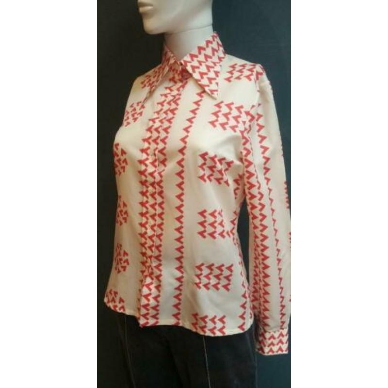 Vintage blouse (60s/70s) met extreme puntkraag ( MT S/M)