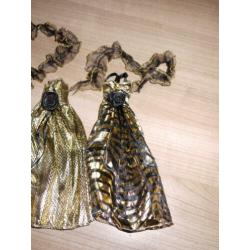 barbie kleding avondjurk goud met zwart panter 2 x stola