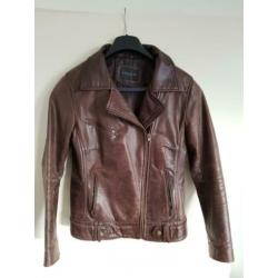 Stoer leren damesjack maat 2XL