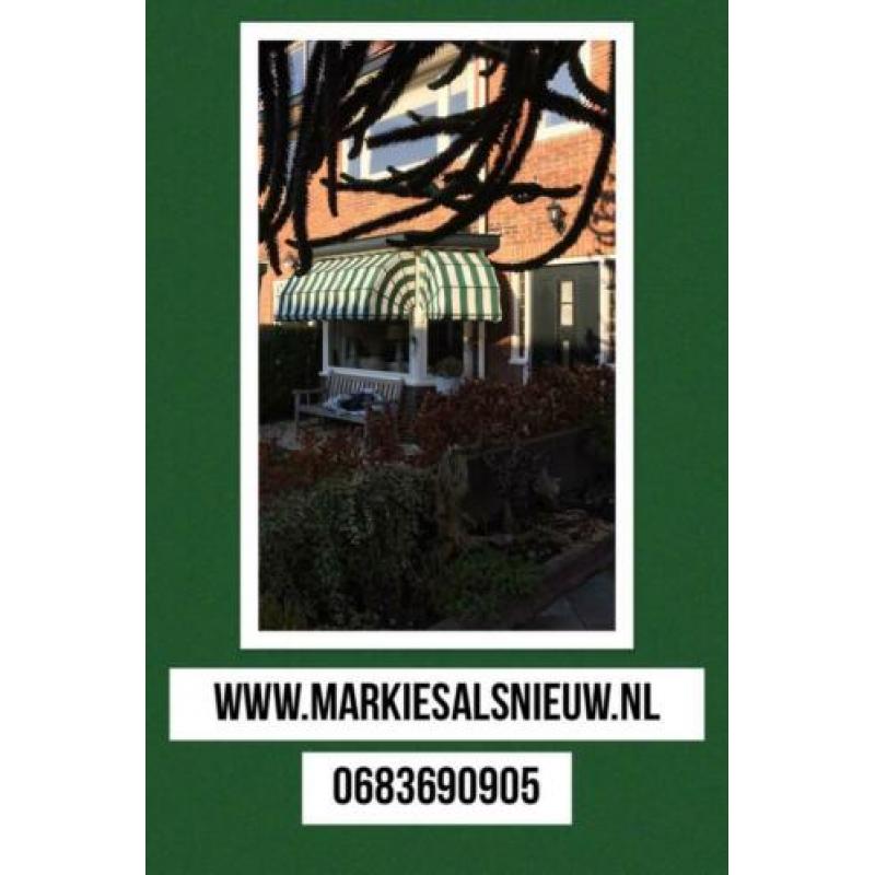 Markies herbekleden, nieuwe markiezen, zonwering, schermen.