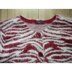 lang vest Buisdael crème wit rood zebrastrepen mt M/L