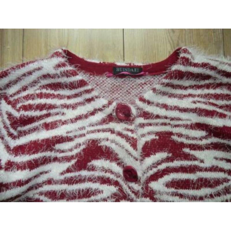 lang vest Buisdael crème wit rood zebrastrepen mt M/L