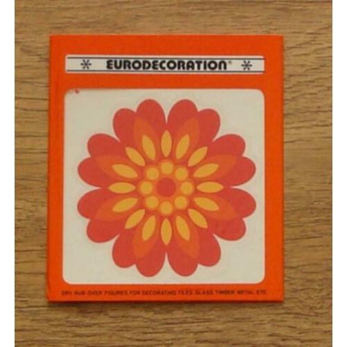 Retro decoratiestickers rode bloem hout, tegels, metaal