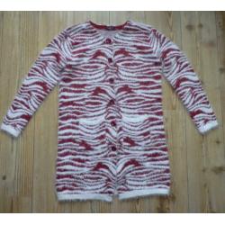 lang vest Buisdael crème wit rood zebrastrepen mt M/L