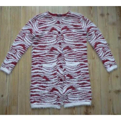 lang vest Buisdael crème wit rood zebrastrepen mt M/L