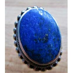 zilveren damesring met LAPIS LAZULI steen - ringmaat 18