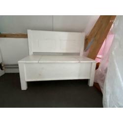 Klepbank hout, witte verf. 100x50x80h