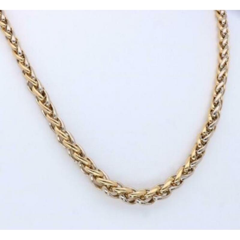 Prachtig Gouden Bicolor Collier Vossenstaart Schakel 18 Krt