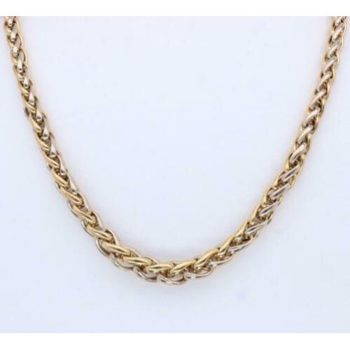 Prachtig Gouden Bicolor Collier Vossenstaart Schakel 18 Krt
