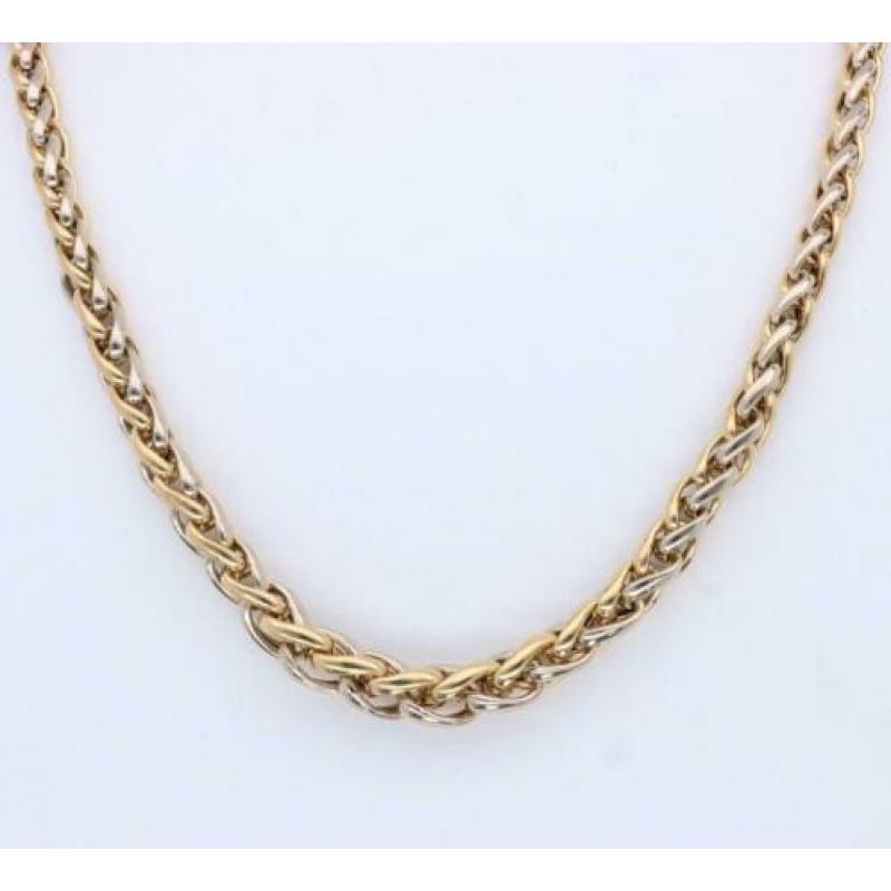 Prachtig Gouden Bicolor Collier Vossenstaart Schakel 18 Krt