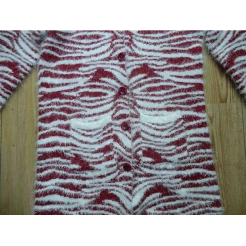 lang vest Buisdael crème wit rood zebrastrepen mt M/L