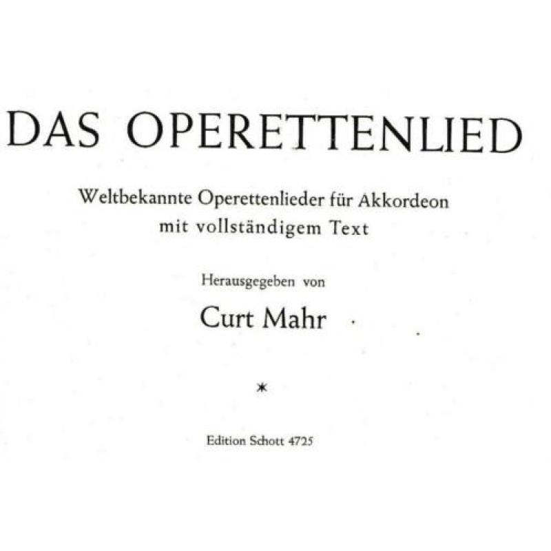 Das Operettenlied Weltbekannte lieder Fur Accordeon (mh32)