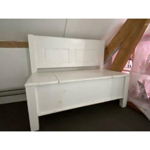Klepbank hout, witte verf. 100x50x80h
