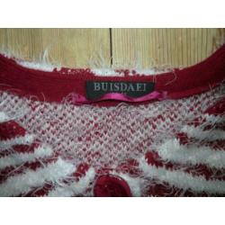 lang vest Buisdael crème wit rood zebrastrepen mt M/L