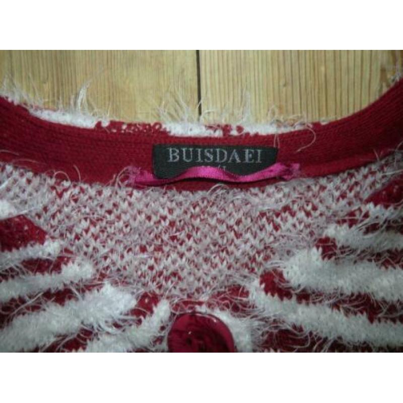 lang vest Buisdael crème wit rood zebrastrepen mt M/L