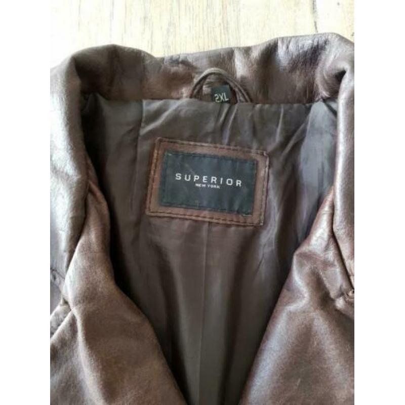 Stoer leren damesjack maat 2XL