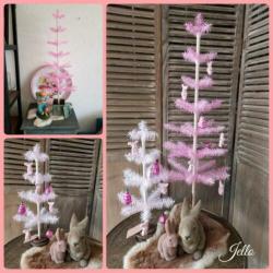 Paasaanbieding brocante handgemaakte roze feathertree