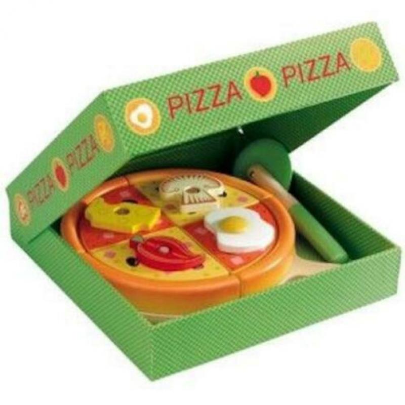 DJECO houten speelgoed pizza *KLEUTER* *ROLLENSPEL* *ACTIE*