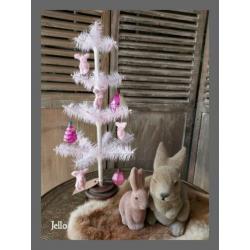 Paasaanbieding brocante handgemaakte roze feathertree