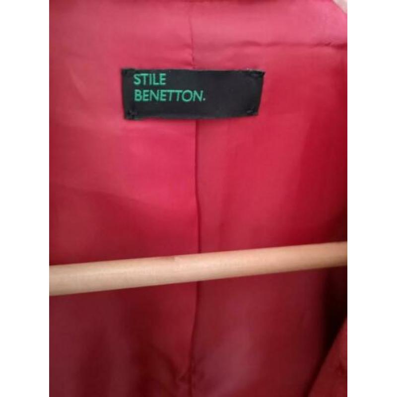 Benetton mantel rood S wolmix