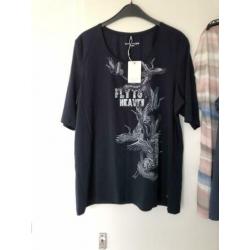 Nieuw GERRY WEBER mooi Blauw SHIRT mt 46 XL vogels KOOPJE