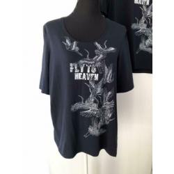 Nieuw GERRY WEBER mooi Blauw SHIRT mt 46 XL vogels KOOPJE