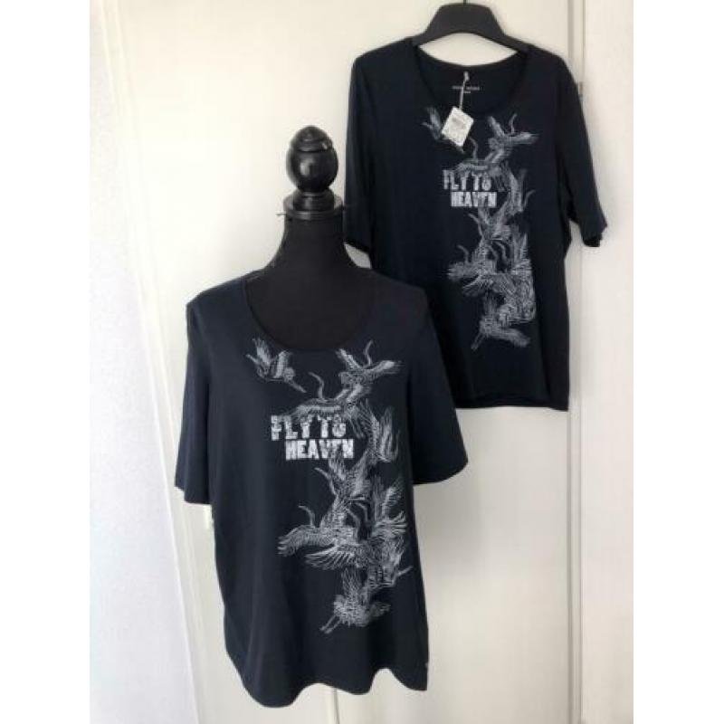 Nieuw GERRY WEBER mooi Blauw SHIRT mt 46 XL vogels KOOPJE