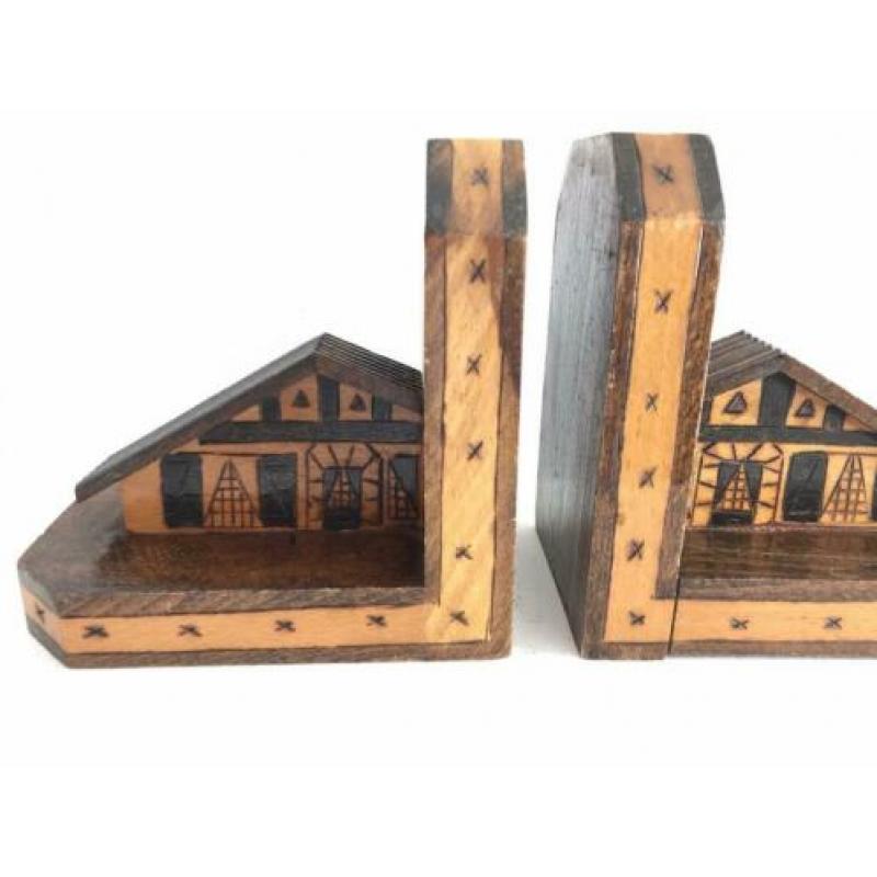 Vintage houten boekensteunen