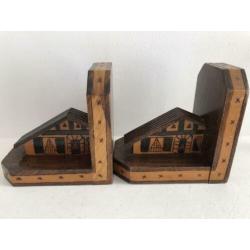 Vintage houten boekensteunen