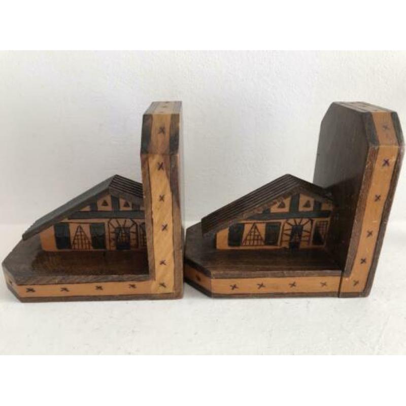 Vintage houten boekensteunen