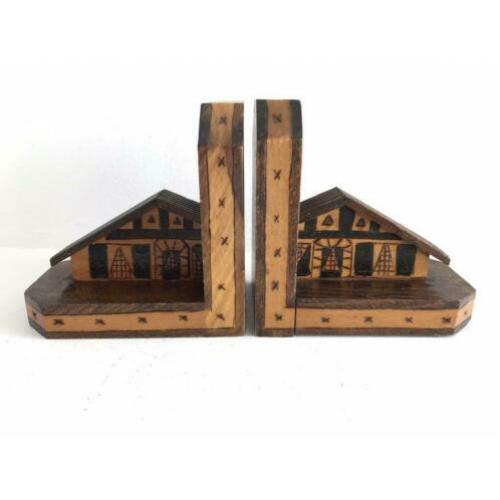 Vintage houten boekensteunen