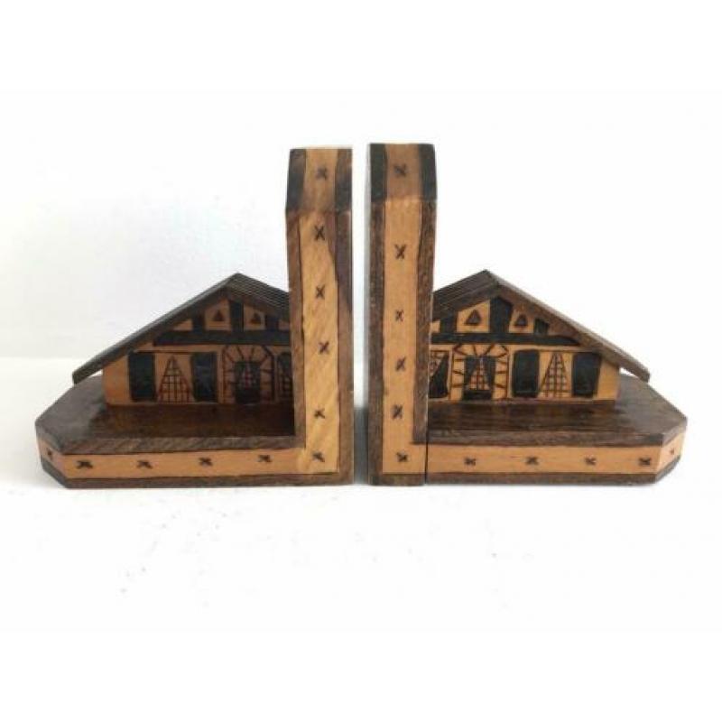 Vintage houten boekensteunen