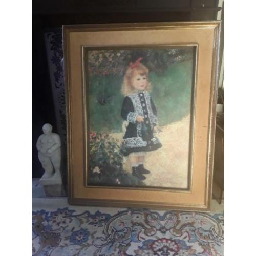 Grote klassieke houten lijst, met prent renoir, met fluweel