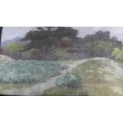 Krijttekening duinlandschap Hermanus Josephus Wolff 1876