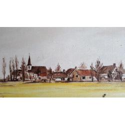 Prachtig schilderij zicht op Stitswerd (Prov. Groningen)