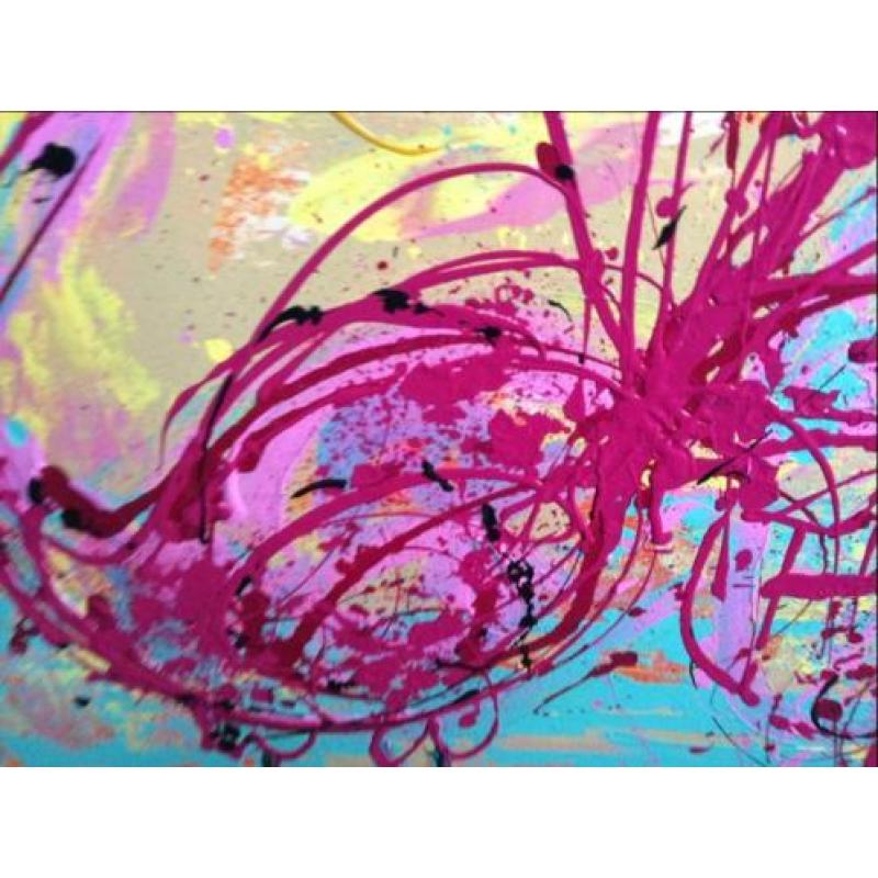 Grote kunst flamingo abstract modern