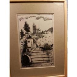 orig. tekening Gerard van Vliet. getekend Menton Frankrijk.