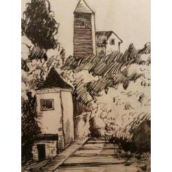 orig. tekening Gerard van Vliet. getekend Menton Frankrijk.